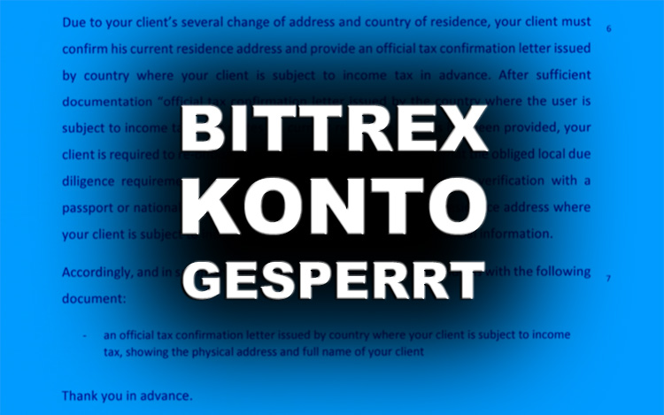 Bittrex Konto gesperrt? Anwalt hilft!